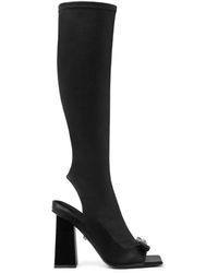 Versace - 100mm Medusa-plaque Knee-high Boots - Lyst