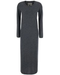 Semicouture - Brenda Cable-Knit Long-Sleeve Midi Dress - Lyst