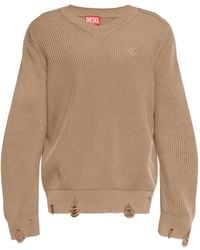 DIESEL - Gerippter Pullover Mit V-Ausschnitt - Lyst
