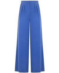 Alberta Ferretti - Silk Pleated High-Waisted Trousers - Lyst