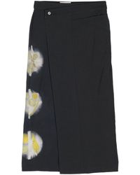 Feng Chen Wang - Abstract-print Wool Midi Skirt - Lyst