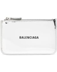 Balenciaga - Logo-print Metallic Leather Cardholder - Lyst