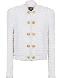 Balmain - Tweed Collarless Jacket - Lyst