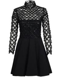 Valentino Garavani - High-Neck Lace Mini Dress - Lyst