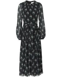 Carolina Herrera - Floral-print Belted Midi Dress - Lyst