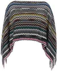 Missoni - Cape With Boat Neck And All-Over Zig-Zag Motif - Lyst
