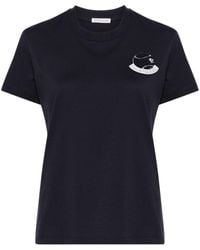 Moncler - Katoenen T-shirt Met Logo-applicatie - Lyst
