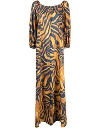 Alberta Ferretti - Swirl Print Full-Length Dress - Lyst