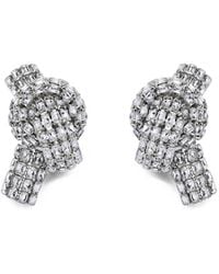 Area - Boucles D'Oreilles À Nœud Serties Pavé De Cristaux - Lyst
