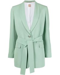 BOSS - Single-breasted Belted Blazer - Lyst