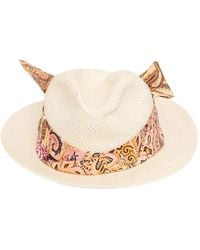 Liu Jo - Paisley-Print-Foulard Straw Fedora Hat - Lyst