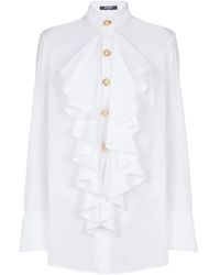 Balmain - Popeline Overhemd Met Ruches - Lyst