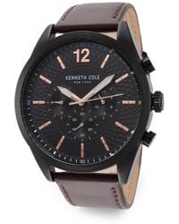 Kenneth Cole - Montre Chronographe À Bracelet En Cuir Mm - Lyst