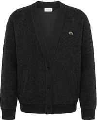 Lacoste - Oversized Boiled Wool Knit Cardigan - Lyst