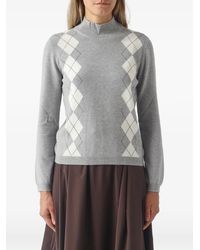 Gran Sasso - Argyle-Pattern Mock-Neck Sweater - Lyst