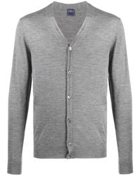 Fedeli - V-Neck Ribbed Knit Cardigan - Lyst