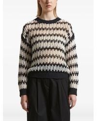 Peserico - Stripe-Pattern Open-Knit Sweater - Lyst