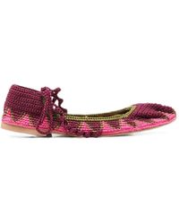 SLO_HAND_MADE - Crochet Lace-Up Ballet Flats - Lyst