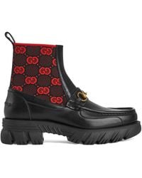 Gucci - GG Jersey Horsebit Ankle Boots - Lyst