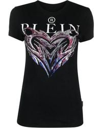 Philipp Plein - T-Shirt Orné De Cristal À Logo Imprimé - Lyst