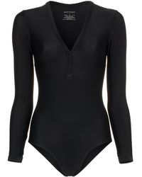 Matteau Long Sleeve Button Front Maillot Swimsuit - Zwart