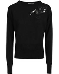 ERMANNO FIRENZE - Floral-Applique Ribbed-Trim Sweater - Lyst
