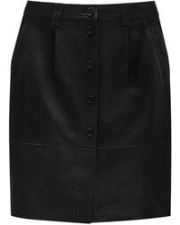 Anine Bing - Button-Front Leather Skirt - Lyst
