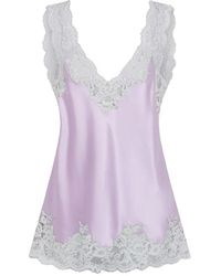 Rabanne - Débardeur En Soie Lilas À Détails En Dentelle - Lyst