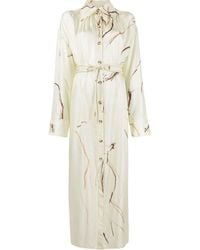 Nanushka - Abstract-print Silk Shirt Dress - Lyst