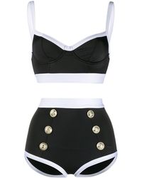 Balmain Tweekleurige Bikini - Zwart