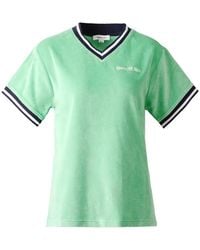 Sporty & Rich - Logo-Embroidered V-Neck Cotton T-Shirt - Lyst