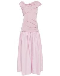 Self-Portrait - Draped Gathered Midi Dress - Lyst