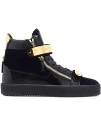 Giuseppe Zanotti - Coby Velvet Double-Straps Mid-Top Sneakers - Lyst