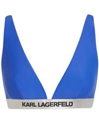 KARL LAGERFELD - Logo-Underband Triangle Bikini Top - Lyst