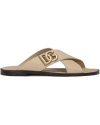 Dolce & Gabbana - Dg-Logo Leather Sandals - Lyst