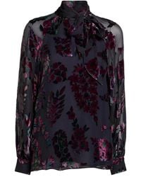 Etro - Velvet Floral Print Blouse - Lyst