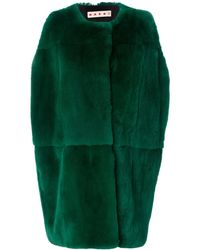 Marni Konijnenbont Cocoon Gilet - Groen