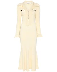 Self-Portrait - Ruffled Ribbed-Knit Midi Dress - Lyst