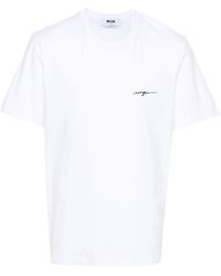 MSGM - T-Shirt En Coton À Logo Brodé - Lyst