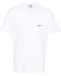 MSGM - Embroidered-Logo Cotton T-Shirt - Lyst