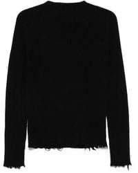 Uma Wang - Gerippter Pullover Mit Ausgefransten Kanten - Lyst