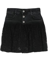 Liu Jo - Lace-panel Denim Miniskirt - Lyst