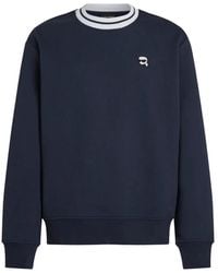 KARL LAGERFELD - Ikon Striped-Neck Sweatshirt - Lyst