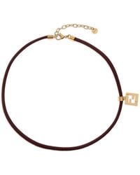 Fendi - Bracelet En Cuir À Logo Ff - Lyst