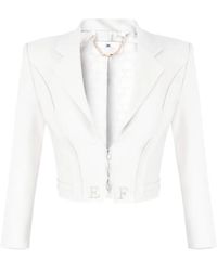 Elisabetta Franchi - Chain-Detail Cropped Blazer - Lyst