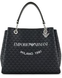 Emporio Armani - All-Over Eagle Handbag With Milano 1981 Logo Print - Lyst