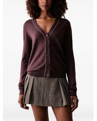 Silvian Heach - Piped-Trim V-Neck Cardigan - Lyst