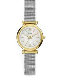 Fossil - Mini Carlie Mesh-Strap 28Mm Watch - Lyst