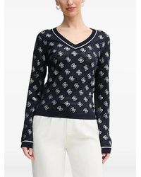 Guess - 4G Logo-Pattern V-Neck Sweatshirt - Lyst