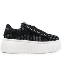 KARL LAGERFELD - Kreeper Bouclé-Knit Frayed Sneakers - Lyst
